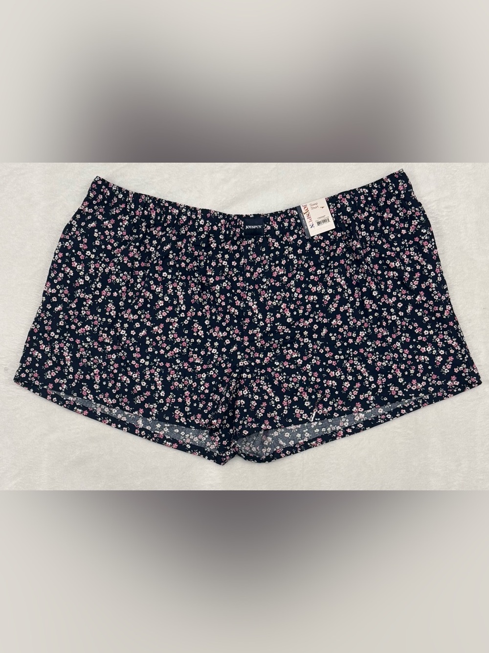 Women’s Joyspun Floral Sleep Shorts Navy Blue Plus Size 3X 22W-24W NWT